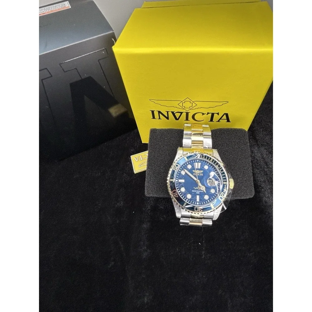Invicta 30021 Pro Diver 43mm Blue Dial Stainless Steel Band Two Tone Mens Watch